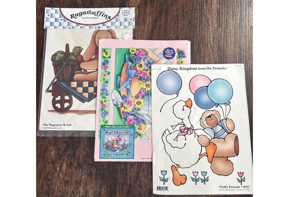 Lot of 3 Vintage 90s Daisy Kingdom Ragamuffins Iron On Fabric Transfers New